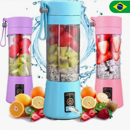 Mini Liquidificador Portátil 380mL - Recarregável USB com 6 Lâminas de Aço Inoxidável